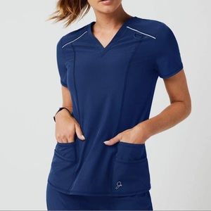Jaanuu Navy Blue Shift V-Neck Top